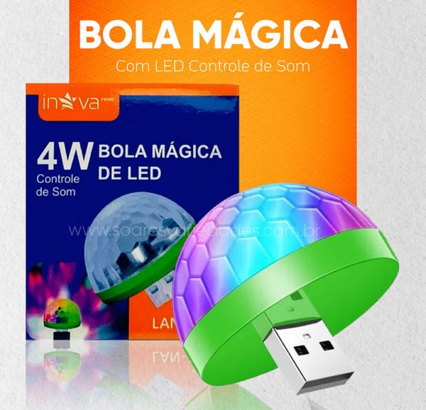 Bola Mágica de LED USB com Controle de Som